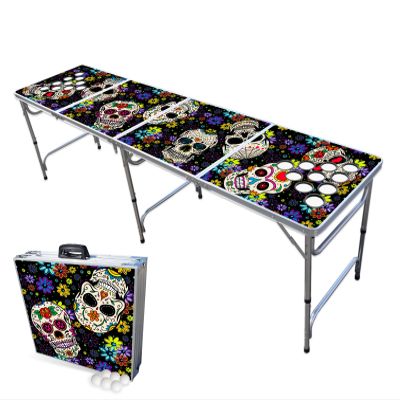 PARTYPONG 8-Foot Folding Beer Pong Table w/Cup Holes - Dia de Los Muertos Edition