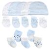 MAMIMAKA Baby Boys Caps Mittens and Thick Warm Socks Cotton Newborn Essentials Accessories (Hats+Gloves+Terry Socks),0-6 Months view 1