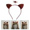 ABOOFAN Girl Scrunchies 2Pcs Valentines Day Headband Glitter Heart Cat Ear Hair Hoop Party Photo Props for Women Gifrl Heart Decor view 3