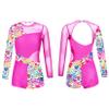 VernLan Girls Kids One Piece Long Sleeve Mesh Splice Leotard Gymnastics Athletic Unitard Biketard Bodysuit Jumpsuit Colorful Zebra 10 Years view 3