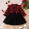 Kayotuas Toddler Little Baby Girl Plaid Dress Ruffle Long Sleeve Botton Down Shirts Dresses Infant Fall Outfits (Buffalo Plaid Tutu Dress,3-4T) view 2