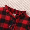 Kayotuas Toddler Little Baby Girl Plaid Dress Ruffle Long Sleeve Botton Down Shirts Dresses Infant Fall Outfits (Buffalo Plaid Tutu Dress,3-4T) view 4