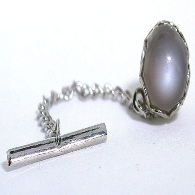 10mm Round Gray Moonstone Cabochon Gemstone Silver Color Tie Tack EPTT619/102022