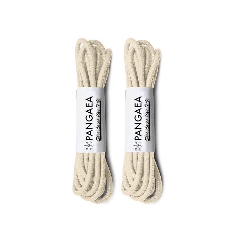 [4 Laces] 2-Pair Pack Waxed Round Oxford Shoe Laces for Dress Shoes Chukka 3/32Inch Thin(#12 Beige,26in (66cm))