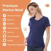 MERINNOVATION Women's Merino Wool T-Shirt Short Sleeve Athletic Tee Wicking Base Layer for Women Navy view 3