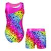 VernLan Girls Kids Long Sleeve Leotard Gymnastics with Shorts 2 Piece Ballerina Dance Ballet Unitard Biketard Outfits Starry Rainbow 6 Years view 2