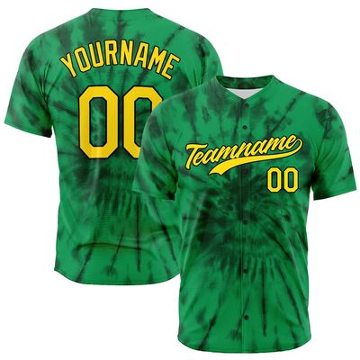 Custom Baseball Jersey Full Print Design Personalized Baseball Shirts Sports Uniform for Men Women Kid (Tie Dyed -Green)