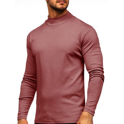 Men Red Turtleneck Long Sleeve Thermal Sweater Mock Turtleneck Baselayer Shirt M