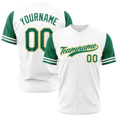 Custom Baseball Jersey Full Print Design Personalized Baseball Shirts Sports Uniform for Men Women Kid (White-Green-Yellow)
