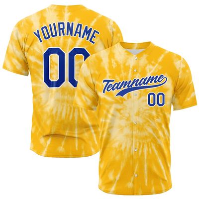 Custom Baseball Jersey Full Print Design Personalized Baseball Shirts Sports Uniform for Men Women Kid (Tie-Dyed-Yellow)