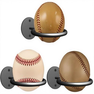 BIHOMIFI Baseball&Softball Display Memorabilia Holder Baseball Bat Storage Baseball Display Holders Heavy-Duty Wall Mount Rack for Collectibles Black 3PCS Hardware Included (3 Pack)