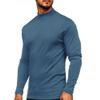 Men Stylish Long Sleeve Pullover Top Basic Thermal Turtleneck Shirt Navy Blue L view 1