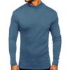 Men Stylish Long Sleeve Pullover Top Basic Thermal Turtleneck Shirt Navy Blue L view 2
