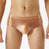 ACSUSS Mens Glossy Low Rise Briefs Elastic Waistband Solid Color Underpants Underwear Swimwear Coffee Large view 2