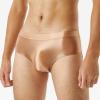 ACSUSS Mens Glossy Low Rise Briefs Elastic Waistband Solid Color Underpants Underwear Swimwear Coffee Large view 3