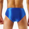 ACSUSS Mens Glossy Low Rise Briefs Elastic Waistband Solid Color Underpants Underwear Swimwear Blue X-Large view 4