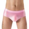 ACSUSS Mens Glossy Low Rise Briefs Elastic Waistband Solid Color Underpants Underwear Swimwear Pink XX-Large view 1
