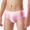 ACSUSS Mens Glossy Low Rise Briefs Elastic Waistband Solid Color Underpants Underwear Swimwear Pink XX-Large view 3
