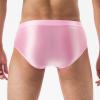 ACSUSS Mens Glossy Low Rise Briefs Elastic Waistband Solid Color Underpants Underwear Swimwear Pink XX-Large view 4