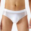 ACSUSS Mens Glossy Low Rise Briefs Elastic Waistband Solid Color Underpants Underwear Swimwear White Medium view 2