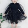 aromm Flower Little Girls Party Dress Winter Fall Long Sleeves Dresses with Tutu Skirt Black(2-3 T,100) view 2