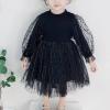 aromm Flower Little Girls Party Dress Winter Fall Long Sleeves Dresses with Tutu Skirt Black(2-3 T,100) view 3
