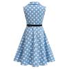 50s Dresses for Girls, Twirly Dresses for Little Girls Sleeveless Summer Swing Casual Clothes 'Holly' Audrey Vintage Polka Dot Wedding Casual Skater Xmas Ball Dance Gown Blue & Belt 9-10 Years view 3
