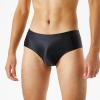 ACSUSS Mens Glossy Low Rise Briefs Elastic Waistband Solid Color Underpants Underwear Swimwear Black X-Large view 3