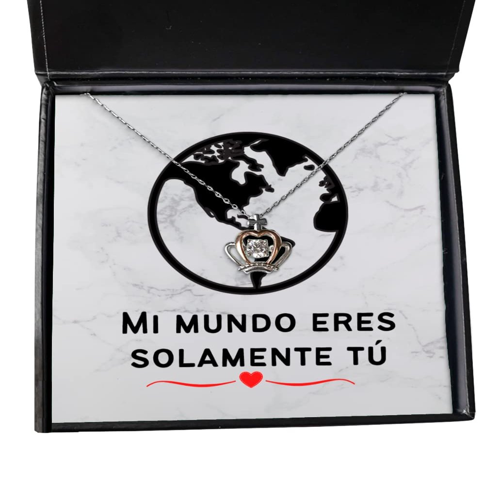 Mi Mundo eres tu, Regalo para Novia, Novia enamorada o Mujer, joyeria para enamoradas o Mujeres - Collar con colgante de Corona