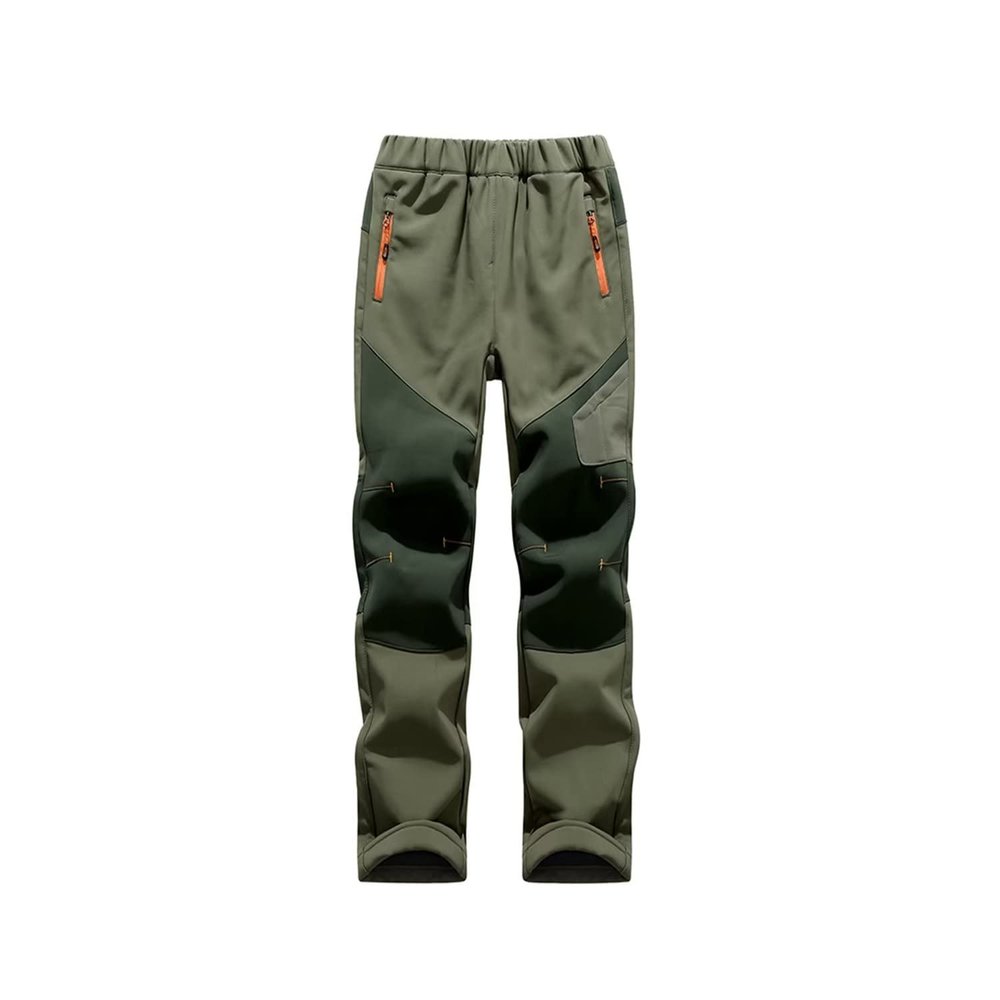 Anyanmoutn Kids Boys Youth Hiking Cargo Pants Soft Shell Snow Pants Waterproof Outdoor Fleece Lined Insulated Trousers