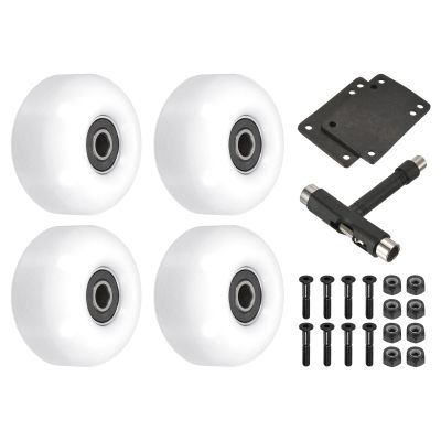 PATIKIL 52mm Skateboard Wheels and Bearings Set, 4 Pack Street Wheels for Skateboards Cruiser Wheel Replacement 95A, White Black