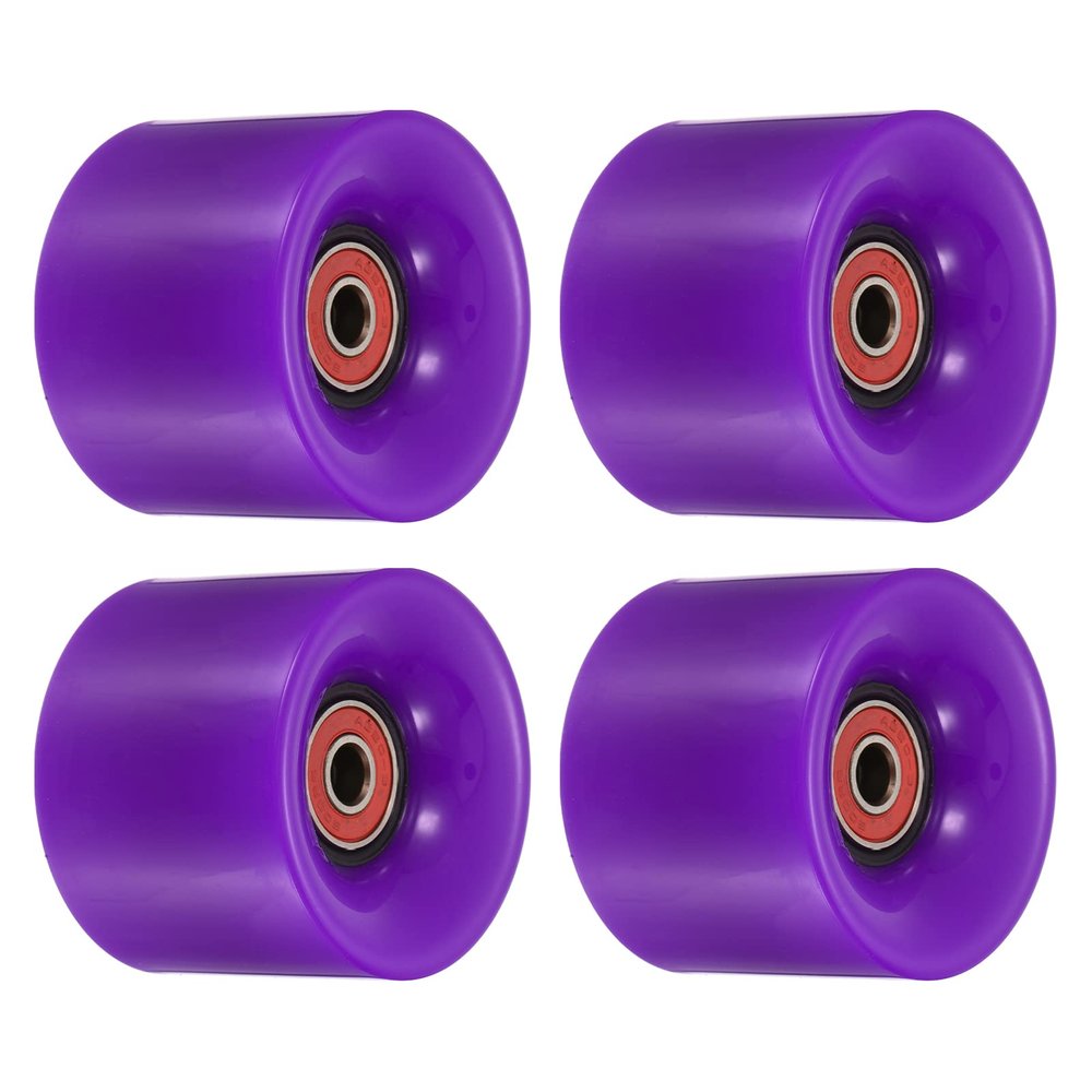 PATIKIL 60mm Longboard Wheels with Bearings ABEC-9, 4 Pack Street Wheels for Skateboards Cruiser Wheel Replacement 80A, Purple Red