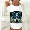 Colorful Wolf Dog T-Shirt - Art Print Dog Shirt - Cool Dog Clothing - White, L view 3