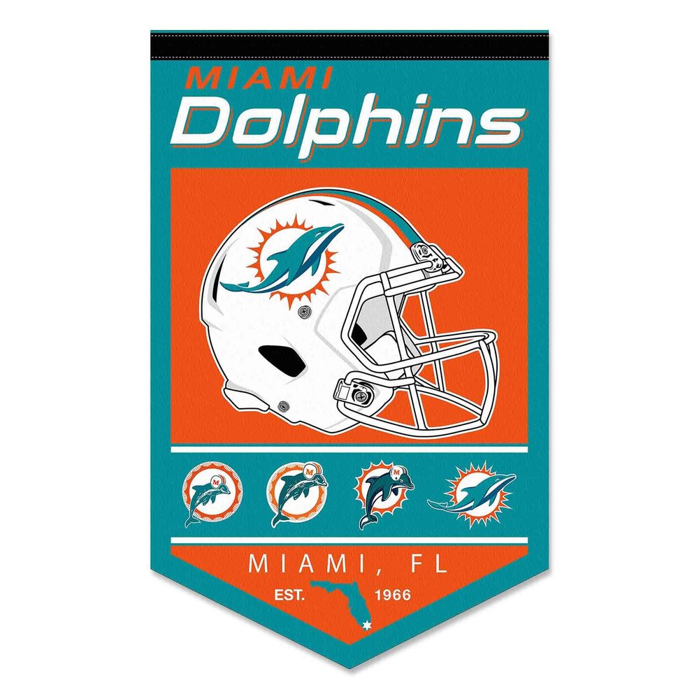WinCraft Miami Dolphins Heritage History Banner Pennant, 15x24"
