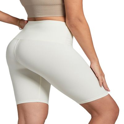 Conceited Biker Shorts Women - Soft - High Waist Tummy Control - Essential - Regular and Plus Size - Off White - Small - Medium
