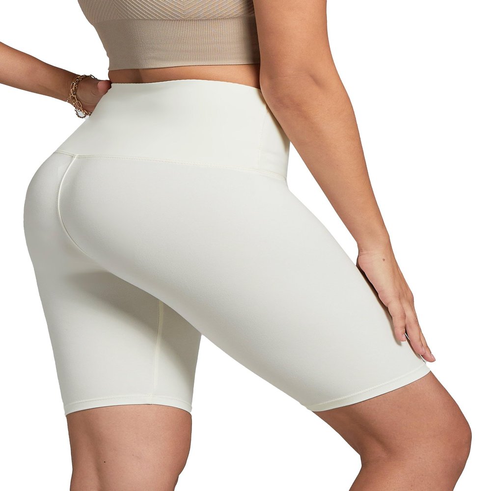 Conceited Biker Shorts Women - Soft - High Waist Tummy Control - Essential - Regular and Plus Size - Off White - Small - Medium
