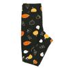 Lularoe One Size (OS) Halloween Pumpkins Outlines of Crows Skulls Black White Orange Buttery Soft Leggings 4443-A21 903007 fits Adult Sizes 2-10 view 1