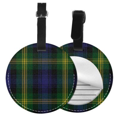 Gordon Tartan Clan Round Leather Luggage Tag- Name Id Labels Tags for Suitcase Baggage