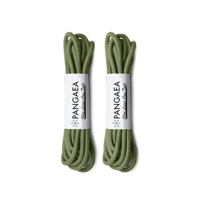 [4 Laces] 2-Pair Pack Waxed Round Oxford Shoe Laces for Dress Shoes Chukka 3/32Inch Thin(#27 Olive,43in (109cm))