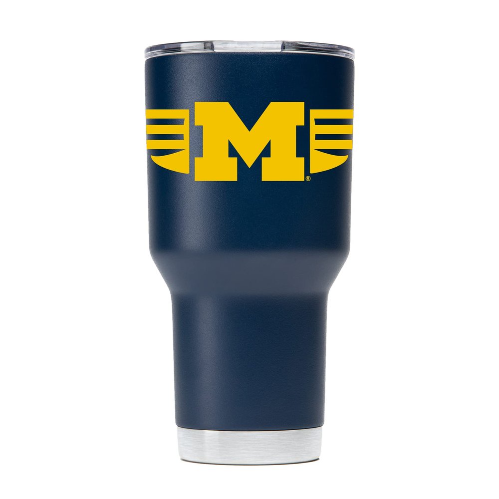 Gametime Sidekicks Michigan 30oz Navy Tumbler - Officially Licensed, 18/8 Stainless Steel, Double-walled, Vacuum-insulated, UV LED Printed Logos, Sweatless, Stays Hot/Cold - 360 Wrap