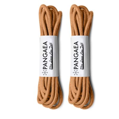 [4 Laces] 2-Pair Pack Waxed Round Oxford Shoe Laces for Dress Shoes Chukka 3/32Inch Thin(#05 Tan,43in (109cm))