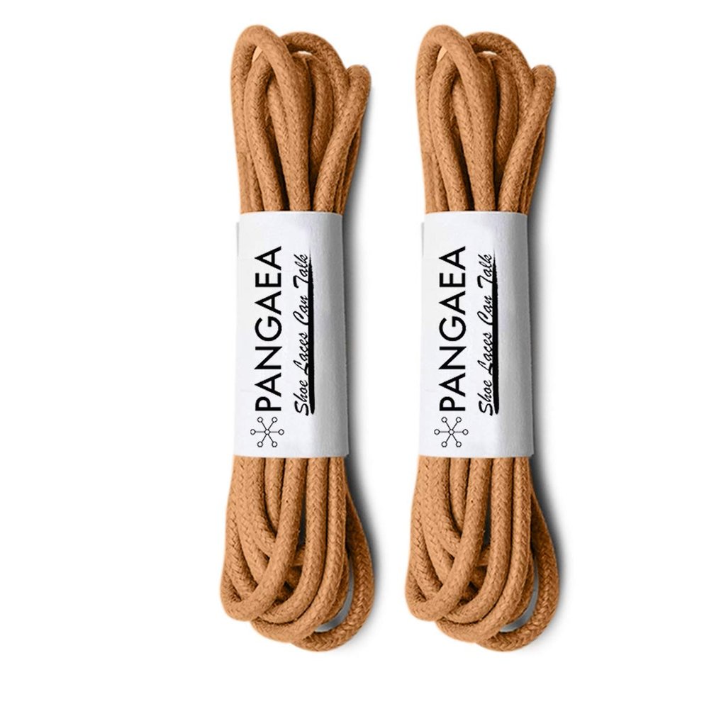 [4 Laces] 2-Pair Pack Waxed Round Oxford Shoe Laces for Dress Shoes Chukka 3/32Inch Thin(#05 Tan,43in (109cm))