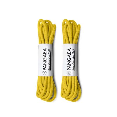 [4 Laces] 2-Pair Pack Waxed Round Oxford Shoe Laces for Dress Shoes Chukka 3/32Inch Thin(#13 Yellow,34in (86cm))