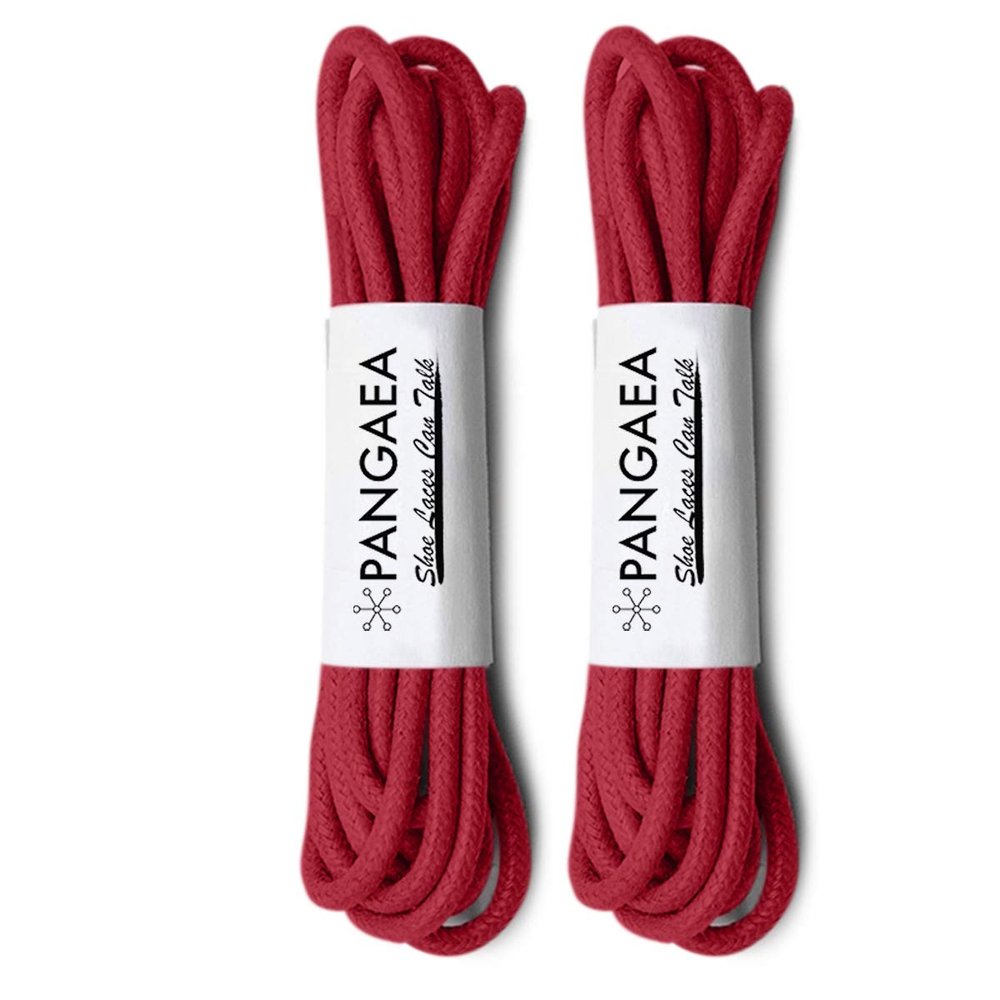 [4 Laces] 2-Pair Pack Waxed Round Oxford Shoe Laces for Dress Shoes Chukka 3/32Inch Thin(#10 Red,43in (109cm))