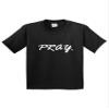 Youth T-Shirt Pray Praying Faith Religious Large Black [#2006]