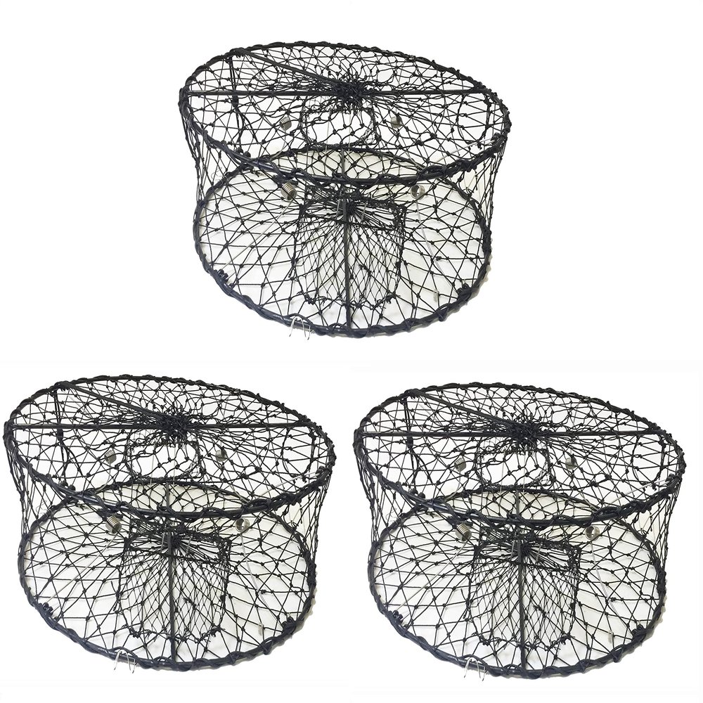 KUFA Sports Collapsable Crab Trap with 3 Durable Stainless Steel Spring (30 x10) (3)