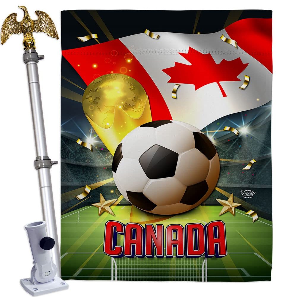 Ornament Collection World Cup Canada Home Decor Banner Room Wall Art Patio Porch Lawn Garden Flag Stand Pole Outdoor Tapestry Yard Signs FIFA Team Qatar Trophy Soccer Game Football Gifts, Made in USA