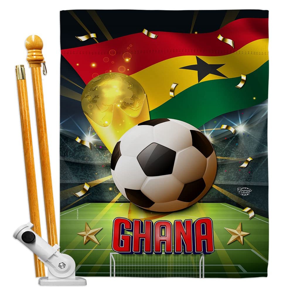 Ornament Collection World Cup Ghana Banner Room Wall Art Flag Poles for Outside House Patio Porch Lawn Garden Stand Tapestry Yard Signs FIFA Team Qatar Trophy Soccer Game Football Gifts, Made in USA