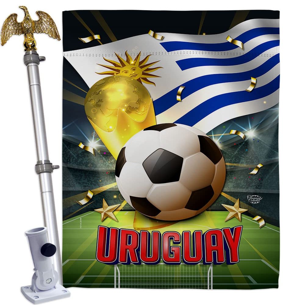 Ornament Collection World Cup Uruguay Home Decor Banner Room Wall Art Patio Porch Lawn Garden Flag Stand Pole Outdoor Tapestry Yard Signs FIFA Team Qatar Trophy Soccer Game Football Gifts, Made In USA