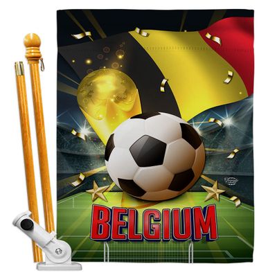 Ornament Collection World Cup Belgium Banner Room Wall Art Flag Poles for Outside House Patio Porch Lawn Garden Stand Tapestry Yard Signs FIFA Team Qatar Trophy Soccer Game Football Gifts, Made In USA